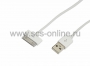 USB кабель для iPhone 4/4S 30 pin шнур 1М белый (Цена за шт.,в уп.10 шт.)