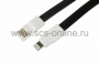 USB кабель для iPhone 5/5S/5C плоский силиконовый шнур, черный REXANT