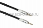 Аудио кабель AUX 3.5 мм шнур плоский 1M черный (Цена за шт.,в уп.10 шт.)