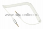 Аудио кабель AUX 3.5 мм шнур спираль 1M белый (Цена за шт.,в уп.10 шт.)