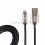 USB кабель для iPhone 5/6/7/8/X моделей, шнур в кожаной оплетке черный