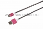 USB кабель microUSB, шнур в тканевой оплетке, черный (усиленный) REXANT (Цена за шт.,в уп.10 шт.)