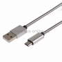 USB кабель microUSB, шнур в металлической оплетке, серебристый  REXANT