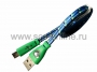 USB кабель светящиеся разъемы для microUSB шнур шелк плоский1М синий REXANT (Цена за шт.,в уп.10 шт.)