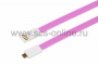 USB кабель microUSB, плоский силиконовый шнур, розовый REXANT (Цена за шт.,в уп.10 шт.)