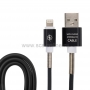 USB кабель для iPhone 5/6/7/8/Х моделей силиконовый шнур с пружиной 1M черный
