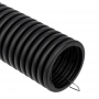 Труба гофрированная из ПНД, с зондом, черная, O50 мм (бухта 15 м/уп.) REXANT