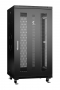 Шкаф телекоммуникационный 19" напольный 22U 600x1000x1166mm (ШхГхВ) передняя и задняя перфорированные двери, ручка с замком, цвет черный (RAL 9004)