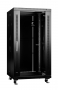 Шкаф телекоммуникационный 19" напольный 22U 600x1000x1166mm (ШхГхВ) передняя стеклянная и задняя сплошная металлическая двери, ручка с замком, цвет черный (RAL 9004)