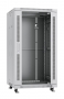 Шкаф телекоммуникационный 19" напольный 22U 600x1000x1166mm (ШхГхВ) передняя стеклянная и задняя сплошная металлическая двери, ручка с замком, цвет серый (RAL 7035)