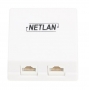Настенная розетка NETLAN, 2 порта, Кат.5e (Класс D), 100МГц, RJ45/8P8C, 110, T568A/B, неэкранированная, белая, уп-ка 10шт.