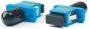 Оптический проходной адаптер SC/PC-ST/PC, MM, simplex, корпус пластиковый, синий, черные колпачки Hyperline
