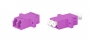 Оптический проходной адаптер LC-LC, MM (OM4), duplex, корпус пластиковый, пурпурный (magenta), белые колпачки Hyperline