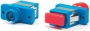Оптический проходной адаптер FC/UPC-SC/UPC, SM, simplex, корпус пластиковый, синий, красные колпачки Hyperline