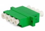 Оптический проходной адаптер LC/APC-LC/APC, SM, quadro, 4 волокна, корпус пластиковый, зеленый, белые колпачки Hyperline