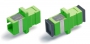 Оптический проходной адаптер SC/APC-SC/APC, SM, simplex, корпус пластиковый, зеленый, черные колпачки Hyperline