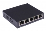 Коммутатор GIGALINK, неуправляемый, 4 PoE (802.3af) порта 100Мбит/с, 1 Uplink порт 100Мбит/с, 60Вт, slim