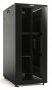 Шкаф напольный 19-дюймовый, 18U, 988x600х1000 мм (ВхШхГ), передняя и задняя распашные перфорированные двери (75%), ручка с замком, крыша нового типа, цвет черный (RAL 9004) (разобранный) Hyperline