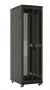 Шкаф напольный 19-дюймовый, 27U, 1388x800х600 мм (ВхШхГ), передняя стеклянная дверь со стальными перфорированными боковинами, задняя дверь сплошная, ручка с замком, крыша нового типа, цвет черный (RAL 9004) (разобранный) Hyperline