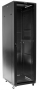 Шкаф напольный 19-дюймовый (19"), 22U, 1166x600х800, передняя стеклянная и задняя сплошная двери, ручка с замком, цвет черный (RAL 9004) Hyperline