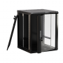 Шкаф настенный 19-дюймовый (19"), 12U, 650x600х800мм, стеклянная дверь с перфорацией по бокам, ручка с замком, цвет черный (RAL 9004) (разобранный) Hyperline