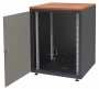 Шкаф напольный серии SJB, 19-дюймовый (19"), 15U, 737x600х500мм (ВхШхГ), стекл. дверь, цвет черный (RAL 9005), столешница Calvados, нагрузка 38 кг (собранный) ZPAS