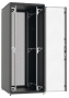 Шкаф напольный 19", 24U, 1163х600х1000мм (ВхШхГ), дверь стеклянная с одноточ. замком, сзади укороченная дверь + фальшпанель 3U с щеточным вводом, без крыши, 2 пары 19" монтажных профилей, ножки, черный(RAL9005)(разобранный) ZPAS